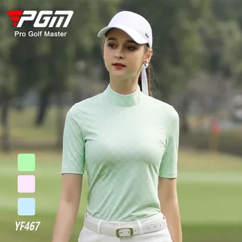 Одежда для гольфа PGM, женская летняя футболка с коротким рукавом, Новый модный спортивный топ, эластичная женская одежда