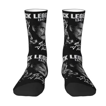 Мужские и женские носки Johnny Hallyday Dress Socks, забавная новинка, носки France Rock Singer Crew
