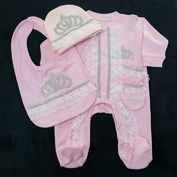 Подарочный набор Neborn Хлопчатобумажная одежда для маленьких девочек и мальчиков, украшения в виде короны, Добро Пожаловать домой, Персонализированный подарок для новорожденных малышей