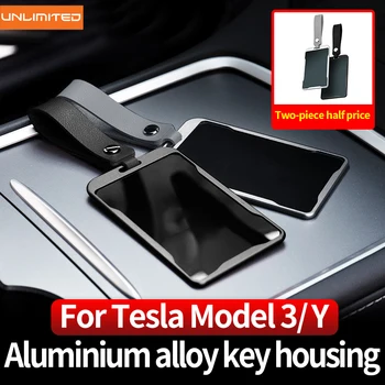 Корпус карты-ключа из алюминиевого сплава для автомобиля, Защитная накладка, Аксессуары для внутренней отделки Tesla 2021-2023, Модель 3, Модель Y