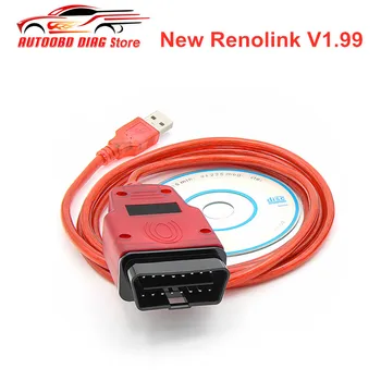 Renolink V1.99 Для Renault OBDII ECU Ключевой Программатор RenoLink 1.87 USB Диагностический Интерфейсный Кабель Недавно Добавленное Меню Дополнительных функций