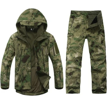 Тактическая флисовая куртка soft shell, мужская уличная водонепроницаемая камуфляжная одежда для охоты, камуфляжные армейские куртки в стиле милитари, спортивные пальто