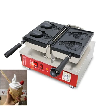 Вафельная машина Elecric для приготовления рыбного торта с открытым ртом в форме рыбы, машина для приготовления вафельных рожков, машина для приготовления мороженого Тайяки с 2 формочками