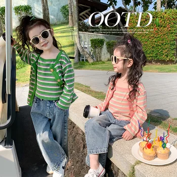 Корейский детский костюм детское весеннее платье Корейский костюм 2023 новый корейский комплект одежды из двух предметов для девочек