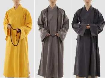 унисекс, 100% ХЛОПОК, летний и весенний халат для дзен-лай шаолиньского монаха, костюмы кунг-фу, буддийский халат, одежда для медитации, униформа серого/желтого цвета