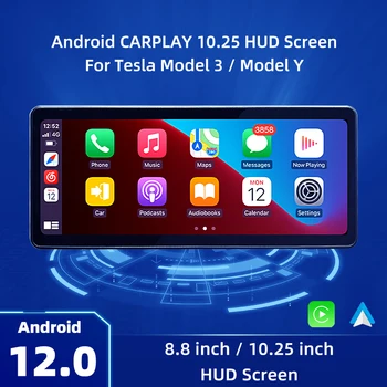 Для Tesla Модель 3/Модель Y Цифровая Приборная панель Heads Up Дисплей Android 10,25 ‘HUD Экран Поддержка Беспроводной Carpl Android auto