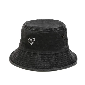 Новая выцветшая винтажная панама, мужская и женская модная складная шляпа с вышивкой Love, для отдыха на открытом воздухе