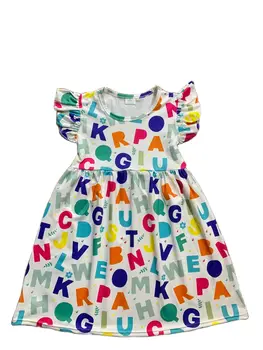 Новейший дизайн детской одежды, детское платье для девочек, милое платье с принтом Apple, Оптовые летние платья-карандаш для девочек