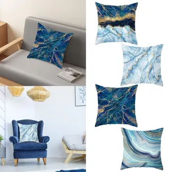 Абстрактная подушка с синим рисунком, домашний диван, Автомобильная подушка, прикроватная подушка, дорожные наволочки, дорожная наволочка на молнии