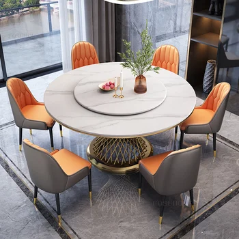 Креативный Арендованный дом, кафе, Обеденные столы, обеденный стол в семье из итальянской каменной плиты, круглый стол в лобби отеля, вилла с поворотным столом T