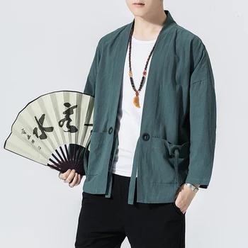 Весенняя мужская куртка в китайском стиле, уличная одежда в японском стиле, мужские куртки, хлопковая ветровка, повседневное мужское пальто