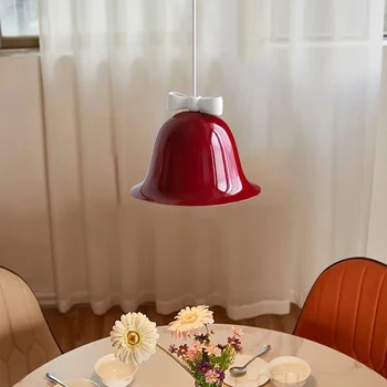 Подвесной светильник в форме колокола современный простой бант прикроватная лампа для спальни обеденный стол барная стойка креативная детская комната маленькая люстра