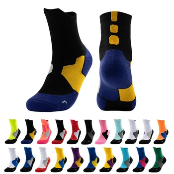 Высококачественные спортивные носки, дышащие баскетбольные носки со средней трубкой, Мужские Велосипедные носки, впитывающие пот, Антифрикционные носки