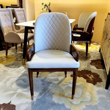 Роскошные обеденные стулья из массива дерева, Скандинавская кожаная спинка, стул для гостиной, Современное кресло, Обеденный стул на заказ, мебель для дома