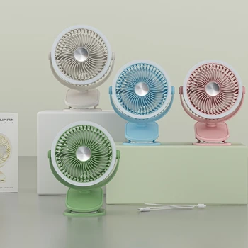 Светильник-вентилятор для кровати, настольные вентиляторы для дома и кемпинга, 3 скорости вращения на 720 °, USB-вентилятор, сильный поток воздуха, бесшумный.