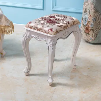 Прямоугольный резной туалетный стул в европейском стиле, модный обеденный стол для выпечки, пуф, современный легкий роскошный дверной проем, скамеечка для ног.