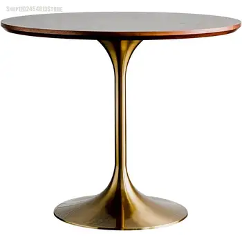 Скандинавский бытовой Небольшой круглый стол Стол для переговоров, обеденный стол и стул из орехового дерева, дизайнерский стол для кафе