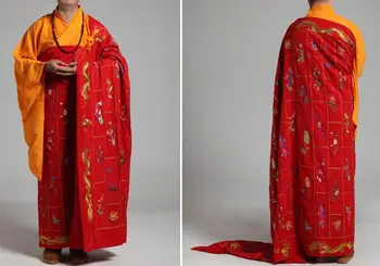 Унисекс-красная ряса с рисунком дракона/одеяние с вышивкой, тысячи блузок, одежда буддийского монаха-настоятеля, униформы шаолиньских боевых искусств, костюмы