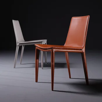 Обеденный стул в скандинавском стиле, кухонная мебель, обеденные стулья, Роскошное седло, кожаная спинка, стул для кафе, отель, простой домашний стул
