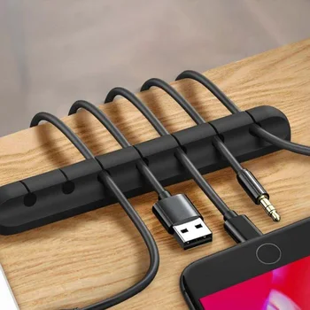Кабельный органайзер Силиконовая намотка USB-кабеля Настольный Аккуратный Зажим для управления зарядным кабелем Веб-мышь Органайзер для проводов наушников