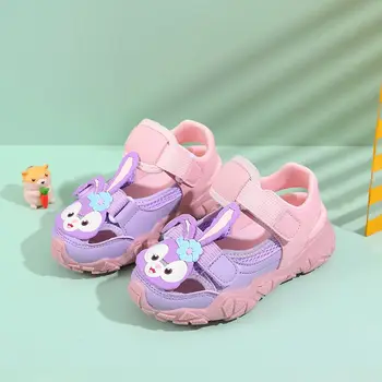 Повседневная обувь Disney для девочек StellaLou Rabbit, дышащие Открытые Весенне-летние кроссовки на нескользящей мягкой подошве, Розово-фиолетовый Размер 22-36