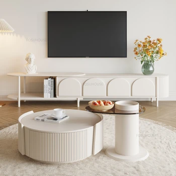 Итальянские Минималистичные Подставки для телевизора Чайный столик Для гостиной Выдвижной Шкаф для телевизора Дизайнерская Корпусная мебель для телевизора в маленькой квартире