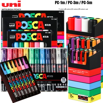 1 Набор фломастеров UNI POSCA PC-1M PC-3M PC-5M POP Рекламный плакат, Граффити, Ручка для заметок, Ручная роспись, товары для рукоделия