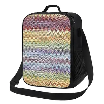 Бохо-шик, современная Зигзагообразная термоизолированная сумка для ланча, Геометрическая Многоцветная Портативная сумка для ланча, Многофункциональная коробка для еды Bento