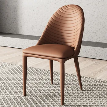 Скандинавский обеденный стул Со спинкой, кожаное кресло, Современные минималистичные обеденные стулья, повседневный стул, Ресторанные обеденные стулья, офисный стул