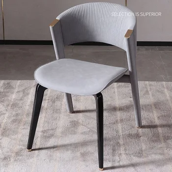 Простые современные кожаные обеденные стулья для столовой, мебель в скандинавском стиле, легкое роскошное кресло для столовой в кофейне со спинкой