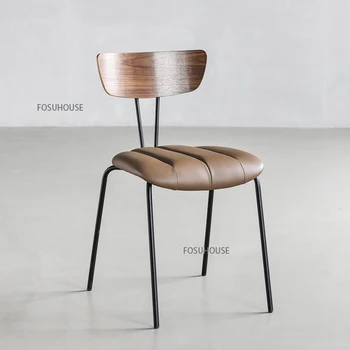 Обеденные стулья в скандинавском стиле, простой итальянский стул из кованого железа, мягкая сумка, современная минималистичная мебель для домашней кухни