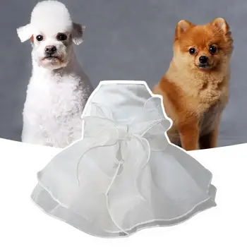 Уютное платье для собаки, Тюлевое платье, свадебное платье для домашних животных, Кружевной бант, удобное свадебное платье для собаки, одежда для щенков