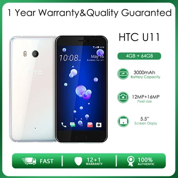 HTC U11 Восстановленный Разблокированный 64 ГБ 4 ГБ оперативной памяти 4G LTE Восьмиядерный Задняя Камера 12 МП 5,5 