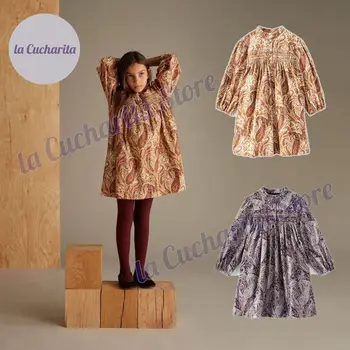 Платье для девочек BP, цельный весенне-осенний вельветовый халат с Пейсли, одежда для малышей с длинным рукавом, роскошное брендовое платье для девочек