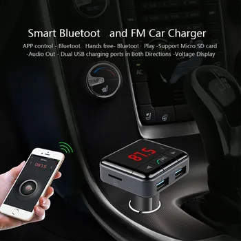 Автомобильный Bluetooth-совместимый FM-Передатчик Беспроводной Аудиоприемник Громкой Связи Автоматический MP3-Плеер Двойное USB-Быстрое Зарядное Устройство Автомобильные Аксессуары