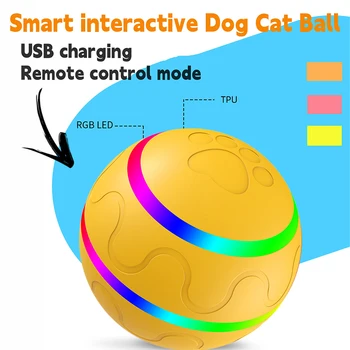 Катящийся Игрушечный мячик для домашних животных Интеллектуальный Интерактивный Игрушечный мяч для собак и кошек Usb Перезаряжаемые принадлежности для домашних животных Автоматическое вращение Прыгающего мяча