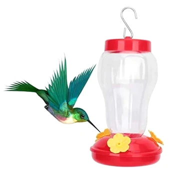 Уличная пластиковая цветочная кормушка для птиц с железным крючком Пластиковая бутылка для поения птиц Подвесная кормушка для колибри Садовая 1шт