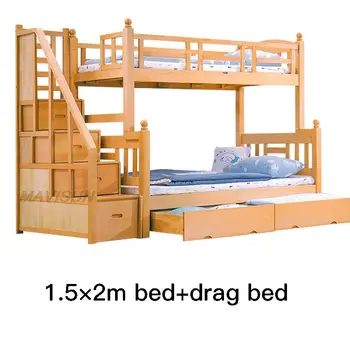 Симпатичный узор, Простой стиль, Двухэтажная детская Двухъярусная кровать из массива бука, понравившаяся девочке, Многофункциональная детская кровать в скандинавском стиле для хранения вещей