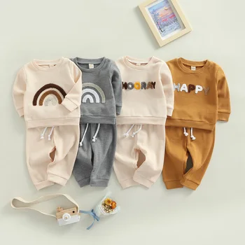 Citgeett, Осенний комплект одежды для Новорожденных девочек и мальчиков, пуловер с длинными рукавами и радужным рисунком + брюки с эластичной резинкой на талии