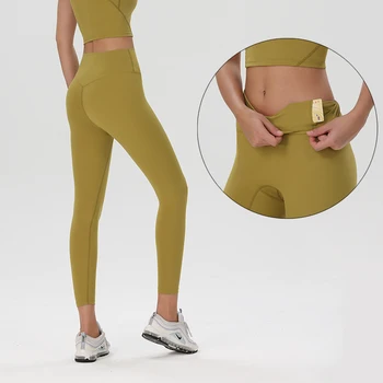 Женские бесшовные леггинсы для спортзала Lulu Align, спортивные штаны для занятий бегом трусцой и физическими упражнениями, одежда для йоги с высокой талией, одежда для тренировок.