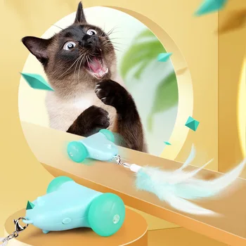 Взрывная USB перезаряжаемая игрушка для кошек Smart Speed Flying Mouse Электрическая дразнящая кошачью палочку из перьев Self Hi Pet Cat Toy