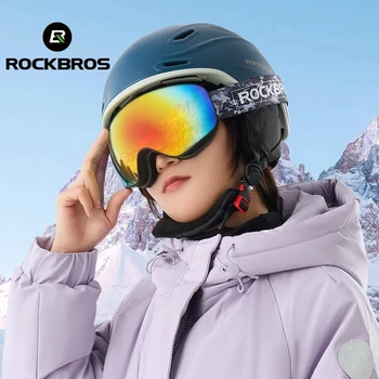 Лыжные очки ROCKBROS, двухслойные противотуманные маски для взрослых и детей, лыжные маски для катания на открытом воздухе, очки для защиты от снега, очки для сноуборда