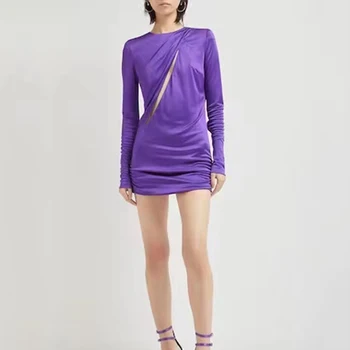 Открытое мини-платье 2023, летнее новинка, y2k, окрашенная вискозная ткань, модное удобное длинное платье для похудения, тонкое женское платье