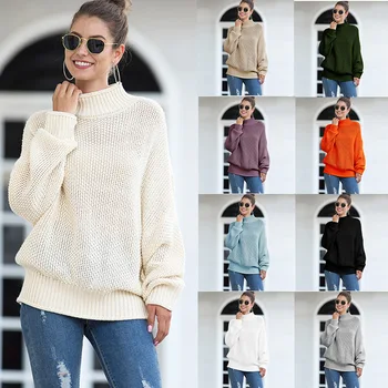 2020 Новый женский свитер в европейском и американском стиле, свитер с толстой линией, женские взрывные модели, свернутый свитер с рукавом 