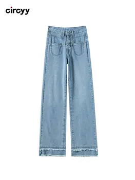 Мешковатые джинсы, женские синие джинсовые брюки с высокой талией и широкими штанинами, дизайнерская уличная одежда, прямые весенние брюки Y2K Hot Girl 2023 года.