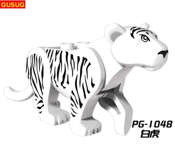 GUSUG 20ШТ PG1045-PG1048 Серия приключений в джунглях Черная Пантера Леопард Тигр Белый Тигр Строительные блоки DIY Подарочные детские игрушки