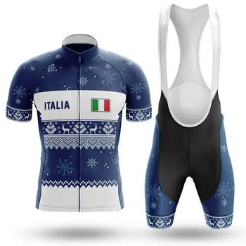 Ретро Италия Синий мужской летний комплект из джерси для велоспорта MTB Дорожный велосипед Экологичная одежда с коротким рукавом Велосипедная одежда костюм