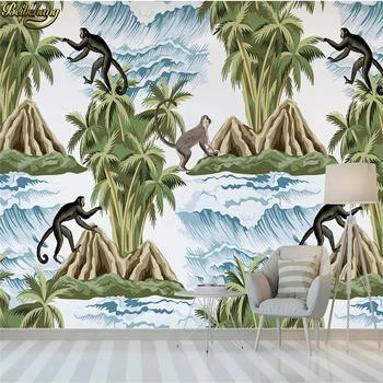 beibehang Пользовательские фотообои в скандинавском минималистичном стиле с обезьяной в тропическом лесу для гостиной, спальни, фона, 3D обоев