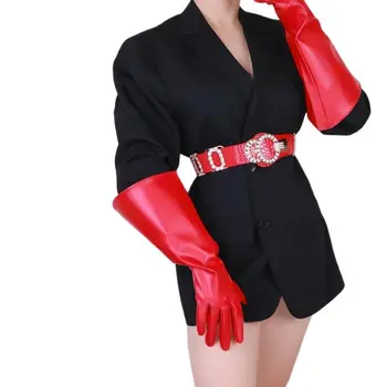 Сексуальные женские длинные перчатки из искусственной кожи с большими рукавами, свободные перчатки для вечеринок в ночном клубе, костюмы для косплея, перчатки для выступлений на сцене ночного клуба.