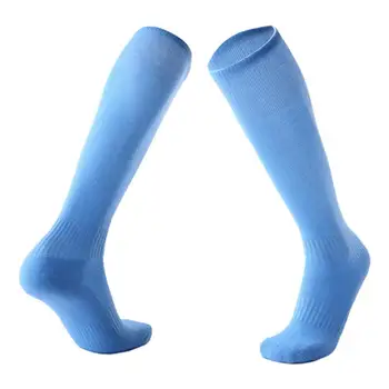 Однотонные футбольные носки для профессиональных видов спорта для взрослых и детей, красочные длинные чулки для футбола и волейбола высотой до колена, дышащие детские носки